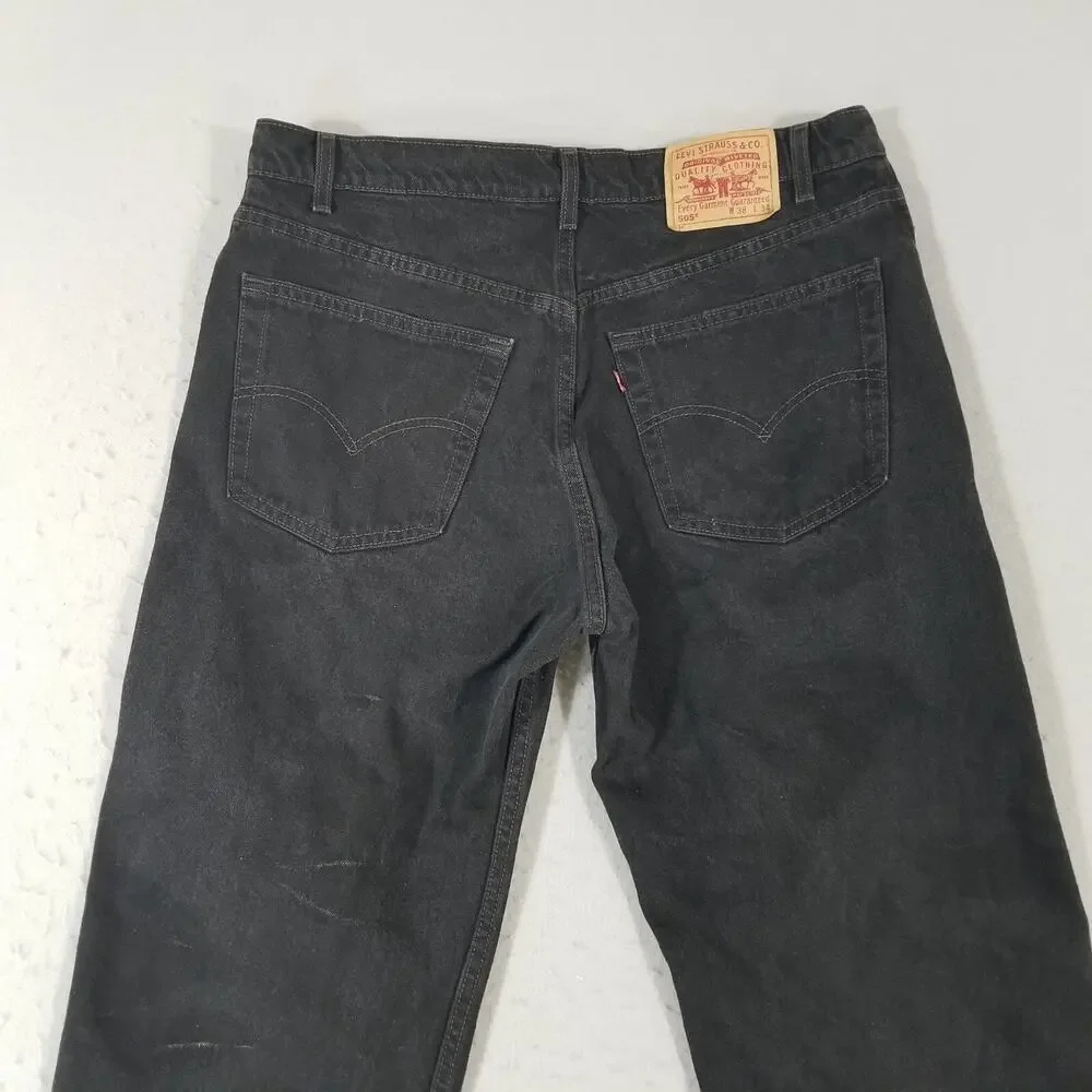 Levi's 505 jeans‎ men's 38x34 regular fit straight black denim pants vintage USA
